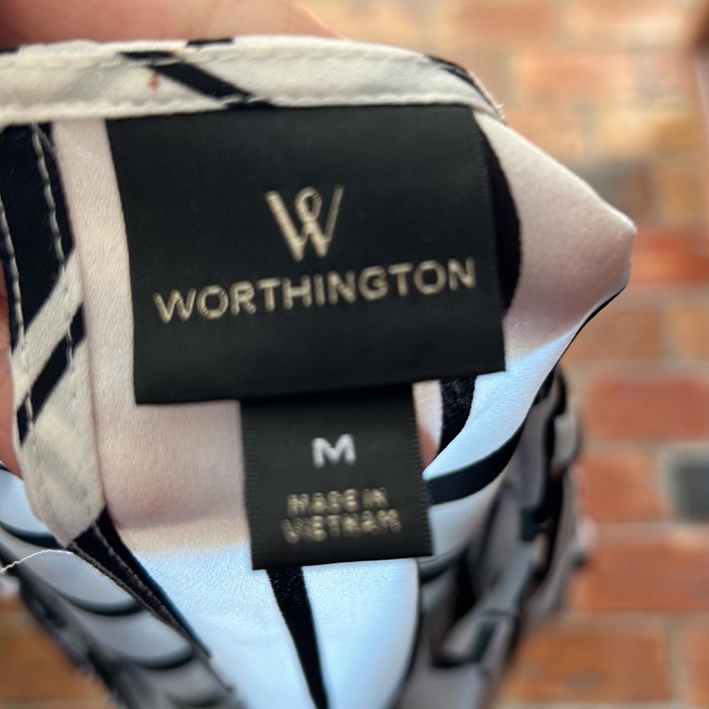 Worthington black and white stripe blouse szM - Picture 8 of 9